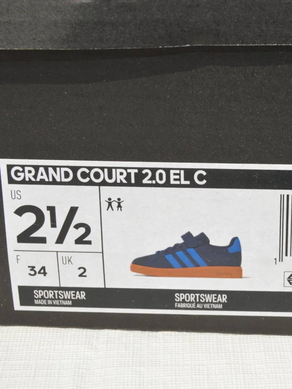Adidas Grand Court 2.0 EL C Shoes Kids Size 2.5 (New)